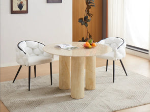 Table Repas Anais Pieds Metal Travertin Plateau Ceramique 120 CM
