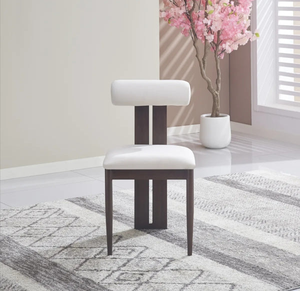 Chaise Tifanny Pied Effet Noyer Velours Beige