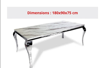 Table Repas Baroque Pied Chrome 180x90x75 CM
