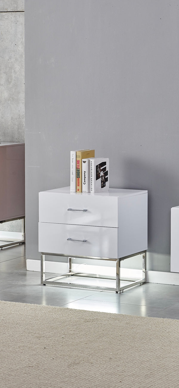 Chevet Alya Bois Laque Pied Argent