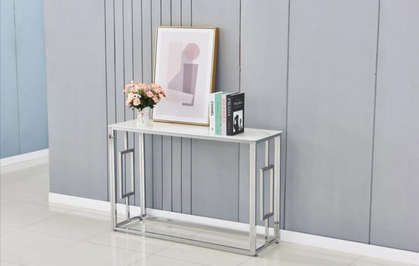 Console Sophie Chrome Marbre Blanc 120x40x78 CM