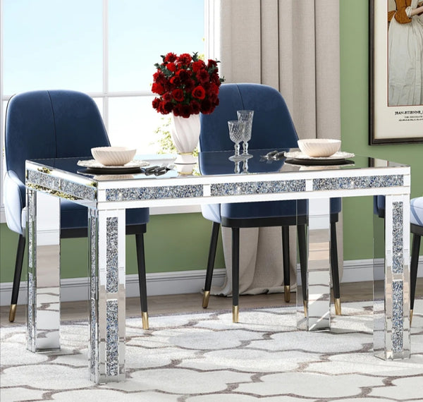 Table Repas Eclat Rectangulaire Plateau Miroir 130x80x75