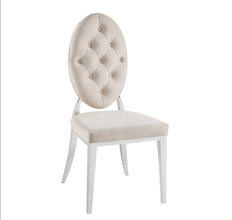 Chaise Medaillon Capitonnee Pied Chrome