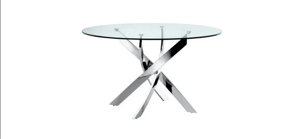 Table Repas Jessica Pied Chrome Transparent 100x75 CM