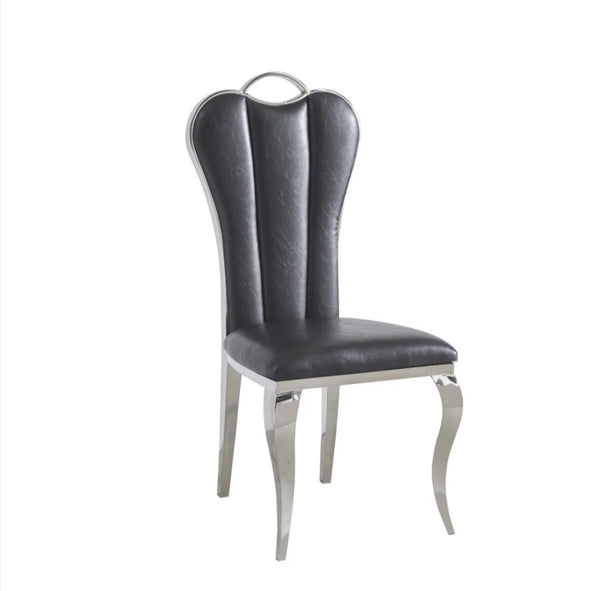 Chaise Alice Simili Cuir Pied Argent