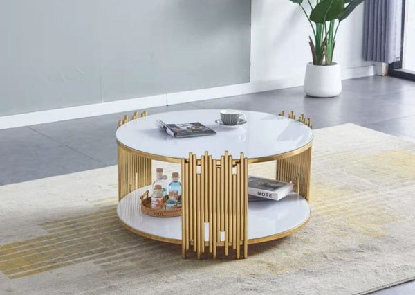 Table Basse Romeo Rond Pied Dore