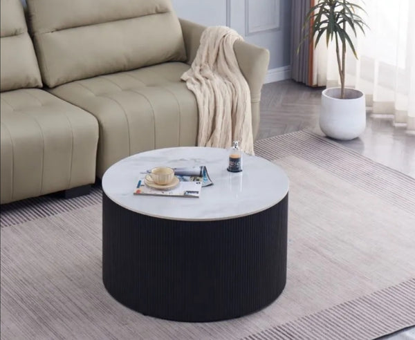 Table basse Valmy Pieds Noir Plateau Ceramique 90x45 CM