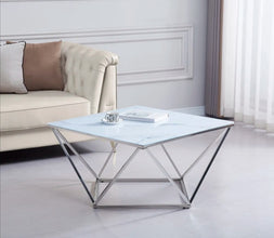 Table basse Alina Pied Chrome Verre 80x80x45 CM