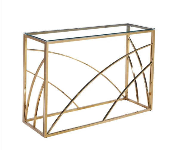 Console Calvin Transparent 120x40x78 CM Pied Gold