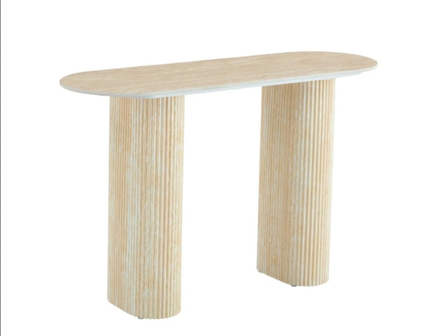 Console Roxy Plateau Ceramique Pied Travertin
