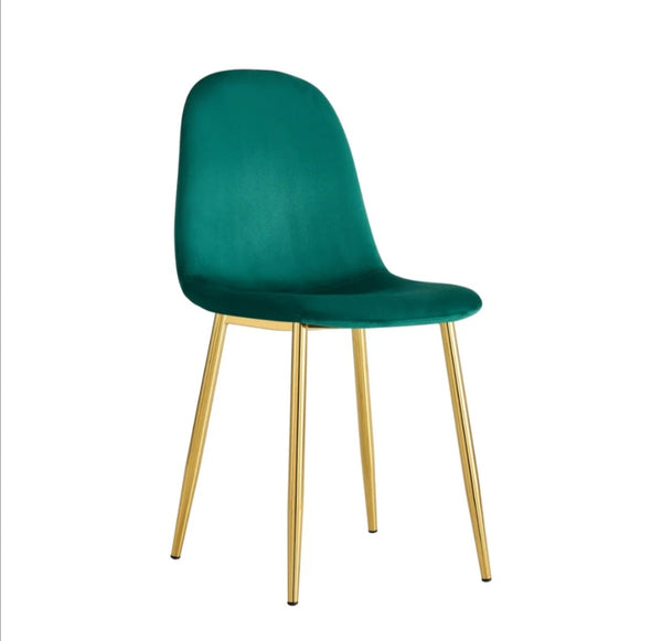 Chaise Scandinave Velours Vert Pied Gold