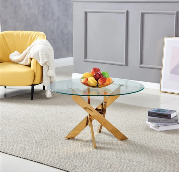 Table Basse Ronde Jessy Gold Transparent 80x45 CM