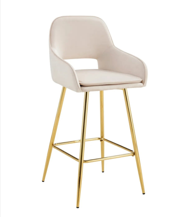 Tabouret de Bar Athena Pied Dore Velours