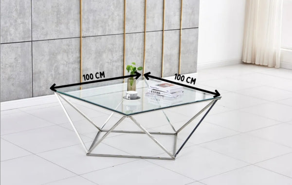 Table basse Alina Chrome Transparent 100x100x45 CM