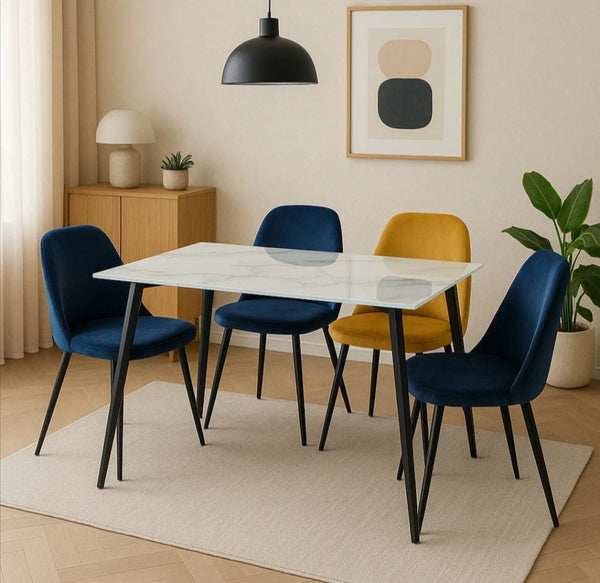 Table Repas Mirage Marbre Blanc 130x70x75 CM