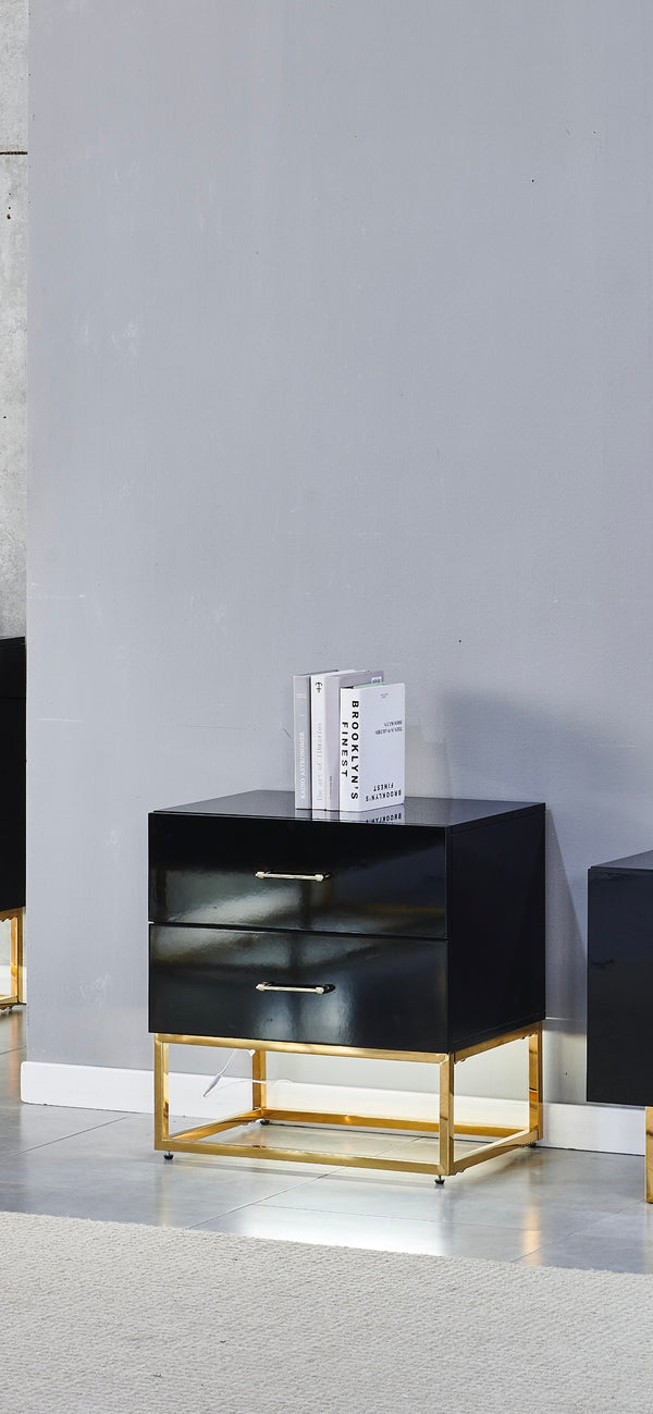 Chevet Alya Bois Laque Pied Dore