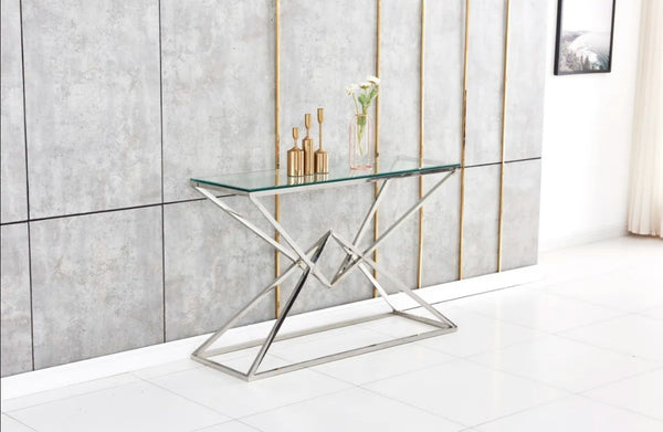 Console Pyramide Transparent 120x40x78 CM Pied Chrome