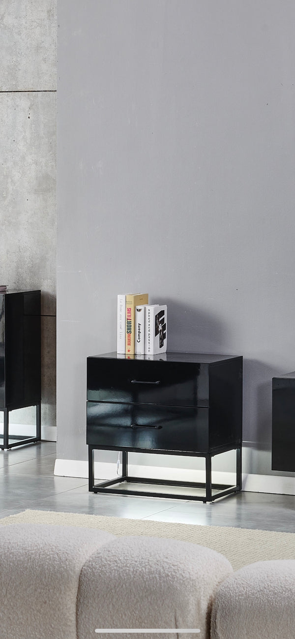 Chevet Alya Bois Laque Pied Noir