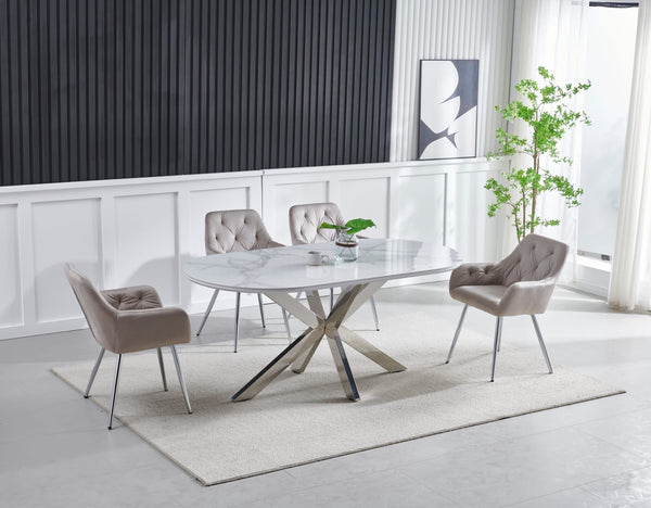 Table a Manger Ceramique Ophelia 2m Pied Argent