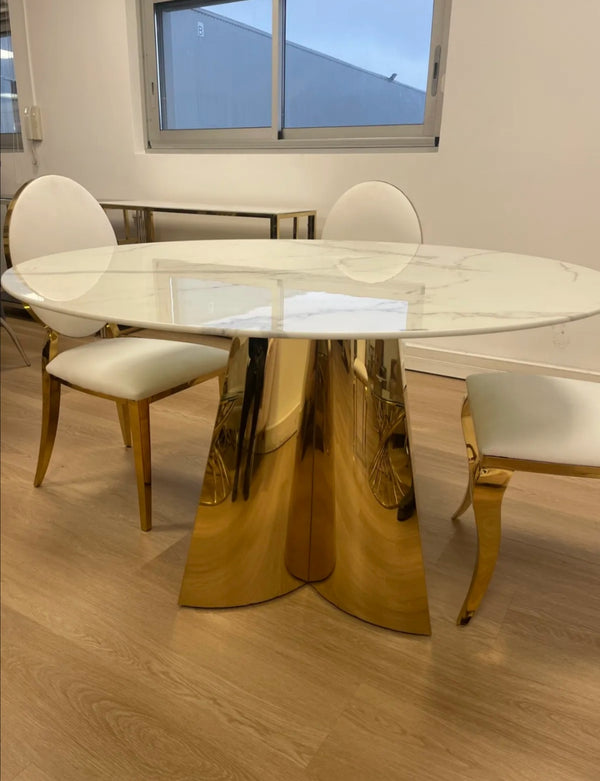 Table Capucine Gold Marbre Blanc 130x75 CM