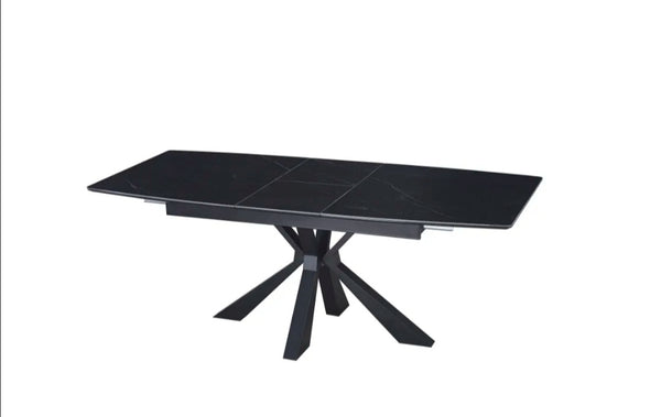 Table Extensible a Rallonge Bianca Pied Metal Noir Ceramique