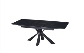 Table Extensible a Rallonge Bianca Pied Metal Noir Ceramique