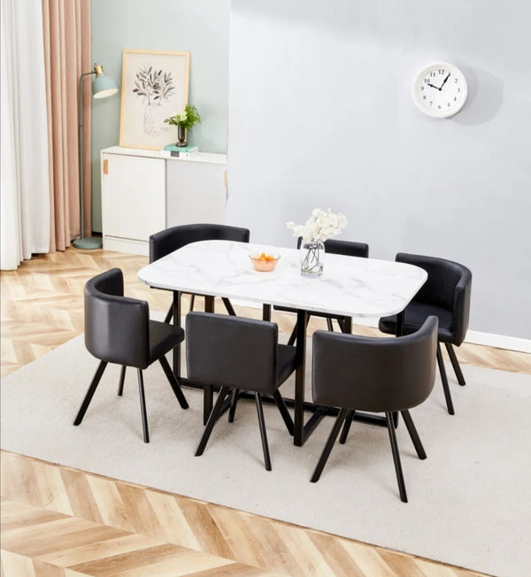 Table Repas Vendome Marbre Avec 6 Chaises 140x90x75 CM