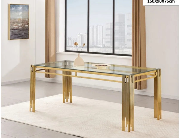 Table a Manger Flute Gold Transparent 150x90x75 CM