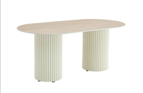 Table a Manger Keysha Beige Ceramique Travertin 180x90 CM