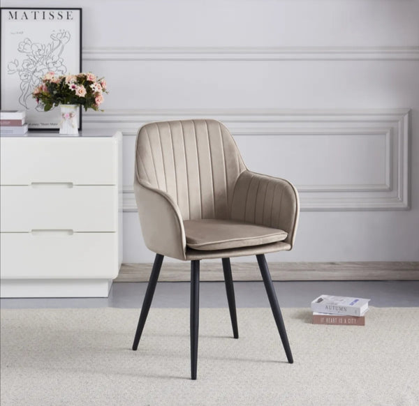 Chaise Avec Accoudoir Kanvas Pied Metal Noir Taupe