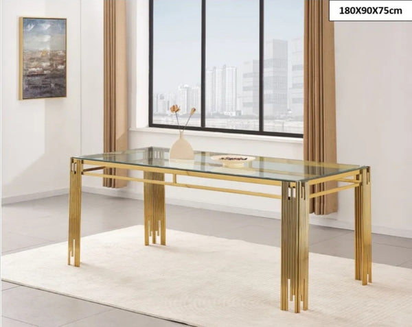 Table a Manger Flute Gold Transparent 180x90x75 CM