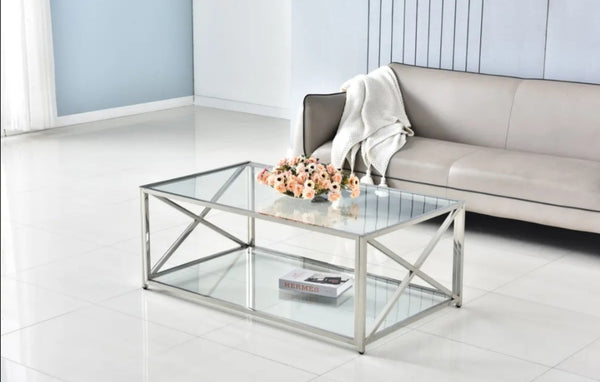 Table Basse Kensy Chrome Transparent 120x70 CM