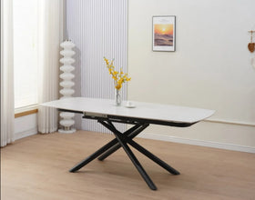 Table Extensible Nysa Pied Metal Noir Ceramique 129/189x89x76 CM