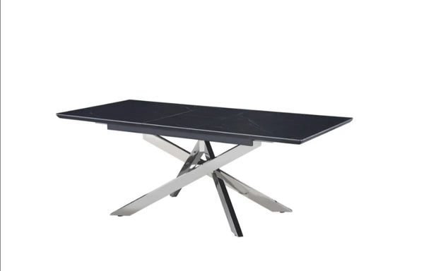 Table Extensible a Rallonge Agathe Pied Chrome Ceramique 160/200