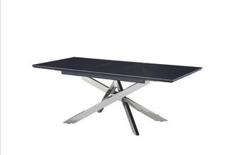 Table Extensible a Rallonge Agathe Pied Chrome Ceramique 160/200