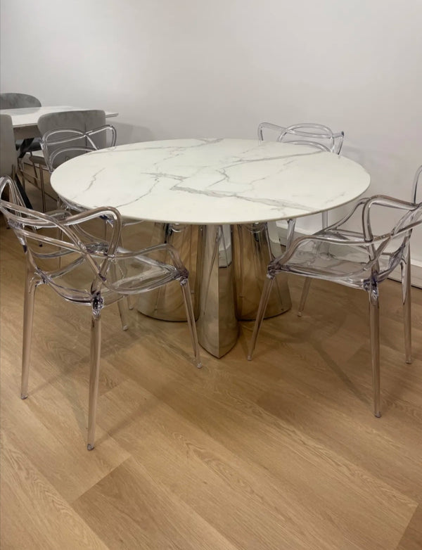 Table Capucine Chrome Marbre Blanc 130x75 CM
