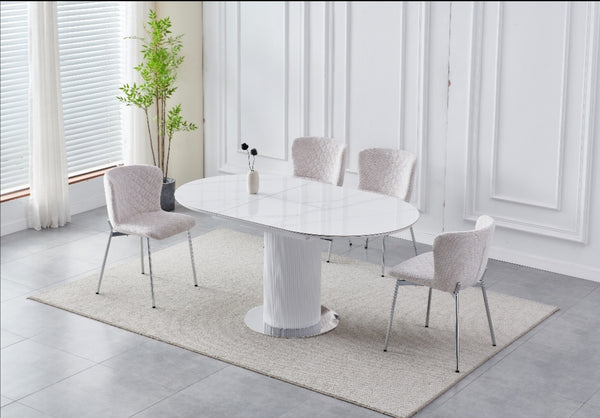 Table a Manger Rallonge Ceramique Sofia Pied Argent