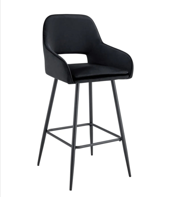 Tabouret de Bar Athena Pied Noir Velours