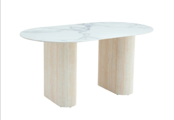 Table a Manger Roxy Pied Effet Travertin 160x90 CM