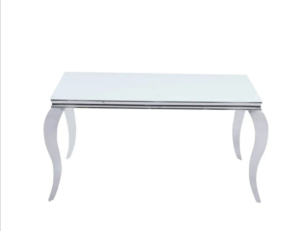 Table Repas Baroque Chrome Blanc Ultra 180x90x75 CM