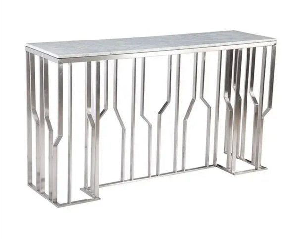 Console Portofino Chrome Marbre Blanc 120x40x78 CM