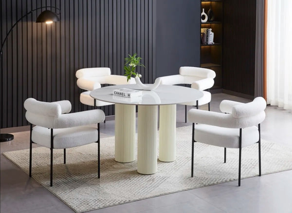 Table Repas Anais Pieds Beige Plateau Ceramique 120 CM