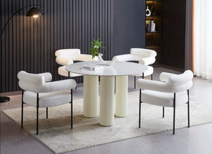 Table Repas Anais Pieds Beige Plateau Ceramique 120 CM
