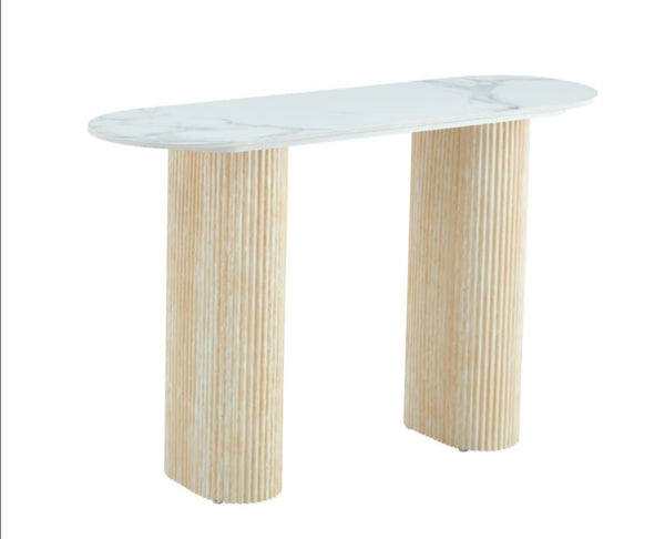 Console Roxy Plateau Ceramique Pied Travertin