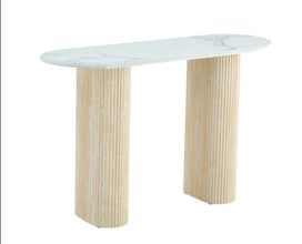 Console Roxy Plateau Ceramique Pied Travertin