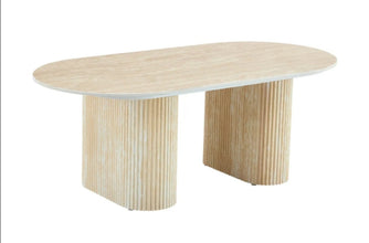 Table Basse Roxy Pied Effet Travertin Ceramique 120x60x45 CM