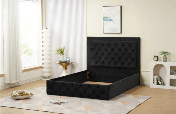 Cadre de Lit Roma 140x190 CM Velours Noir Vendu Sans Sommier