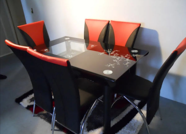 Table Repas Fleur Noir Fleur 130x70x75 CM