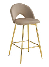 Tabouret de Bar Teddy Pied Dore Velours
