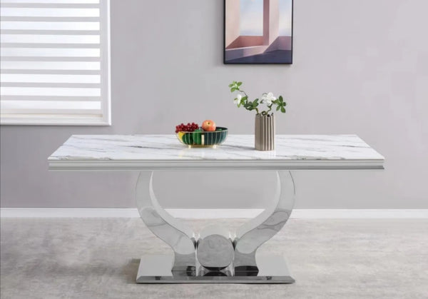 Table Repas Trofy Marbre Blanc 150x90x75 CM